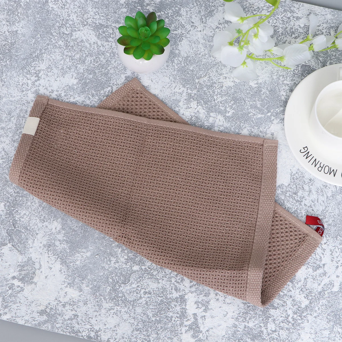 

Pure Cotton Waffle Weave Towel 32x32cm Super Absorbent Lightweight Multipurpose Face Bath Towel Coffee Safe Comfortable