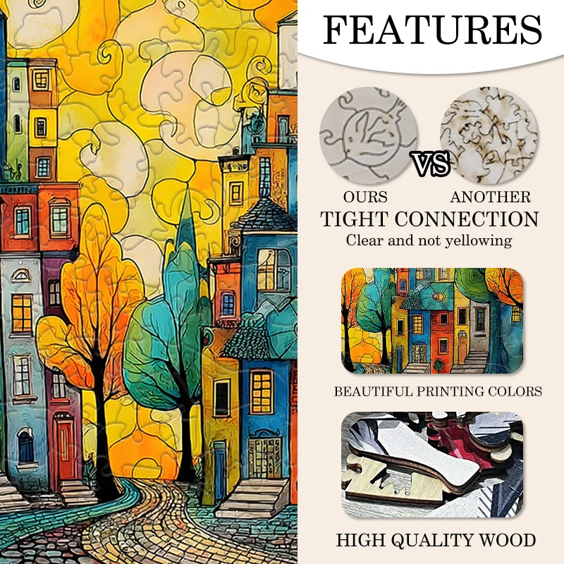 Quiet Town Holzpuzzles, lustige und pädagogische Freizeitspiele, Heimkunst, Dekoration, Wandgemälde
