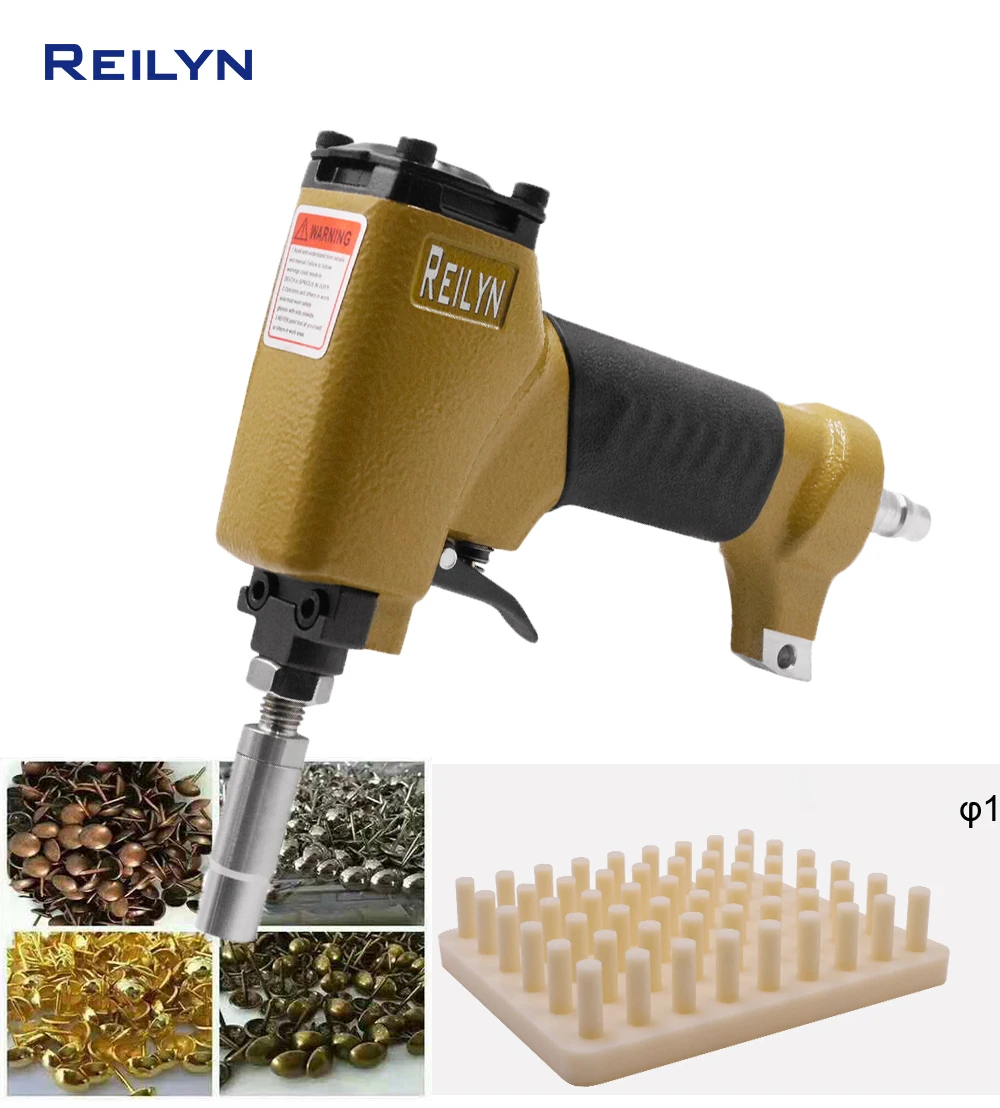 Pistola de clavos neumática Reilyn T1170 para muebles de sofá de cuero, carpintería, herramienta clavadora con acabado de chinchetas
