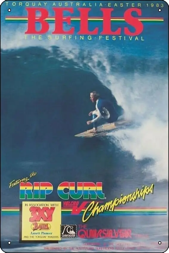 vintage - australia surfing poster 1983 Poster Metal Tin Sign Fun Home Art Wall Decor 8x12 Inch