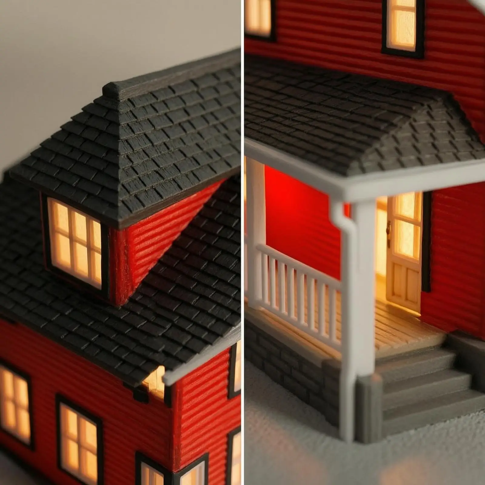 Plastic Miniature House Display with Balcony Detailed DIY Villa Model Collectible for Scene Layout