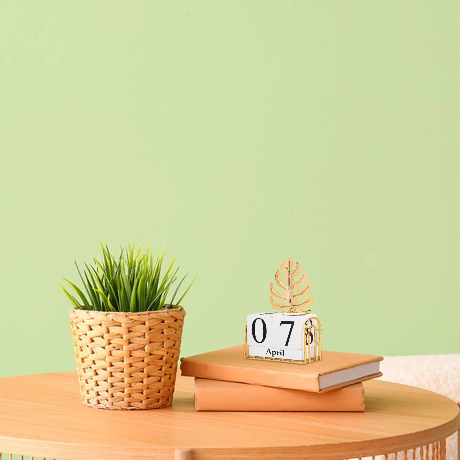 1Set Blok Kalender Kayu Aksesori Meja Dekoratif Kantor Rumah Elegan Perlengkapan Kantor Kalender Abadi yang Dapat Digunakan Kembali