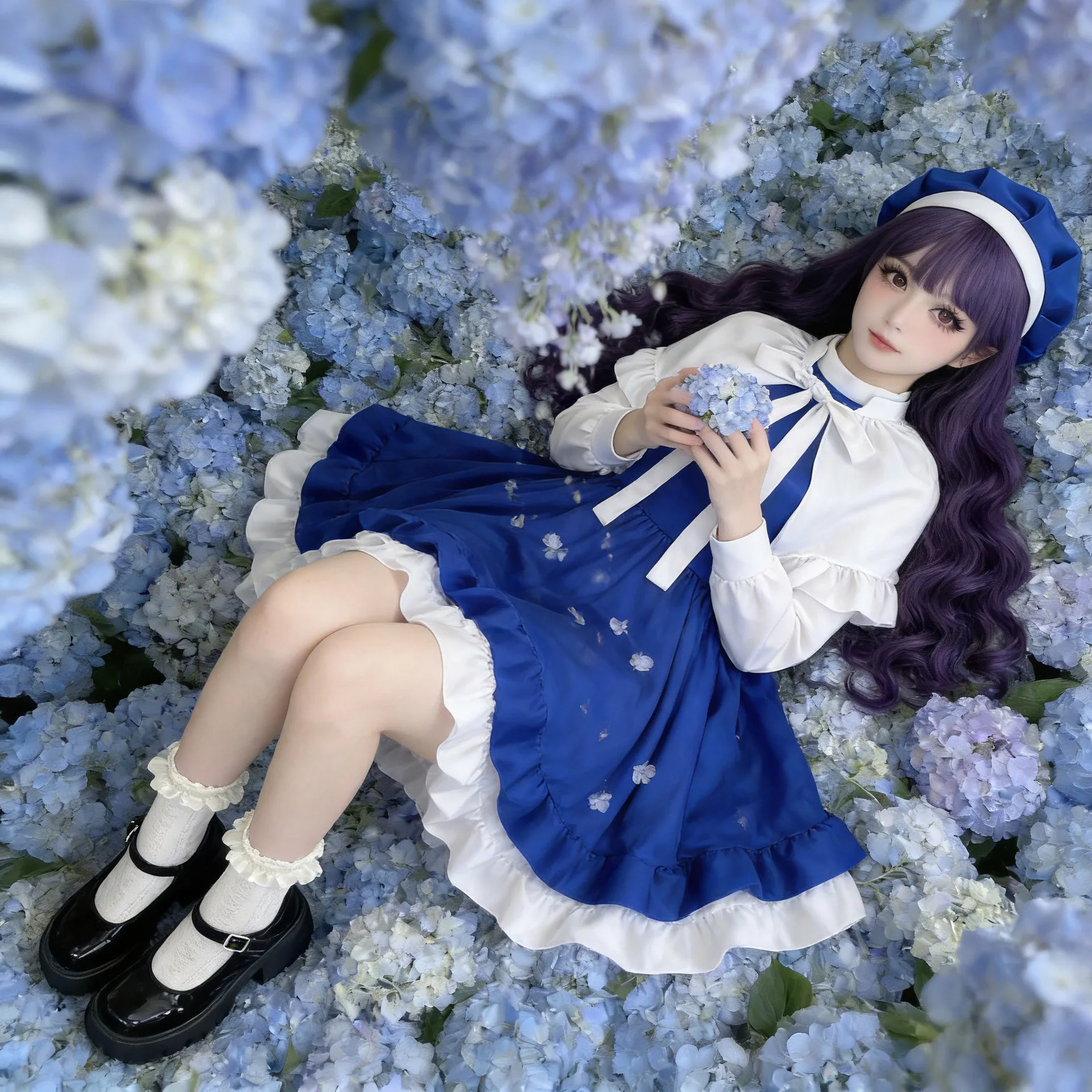 Vestido de Cosplay de Anime Elegante para Actuaciones y Fiestas, Estilo Lolita Dulce con Encaje y Volantes, Traje de Princesa de 2 Piezas