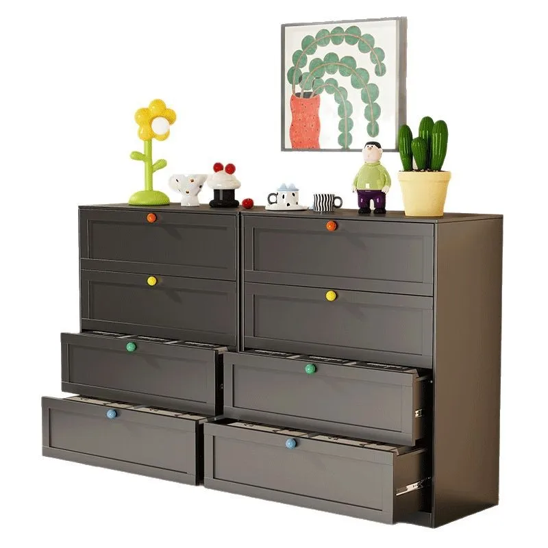 

Black Modern simple steel storage chest of drawers Bedroom locker Entrance cabinet