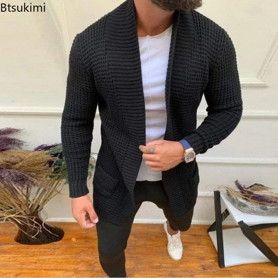 2024 männer Casual Stricken Pullover Strickjacke Frühling Herbst V-ausschnitt Solide Langarm Männliche Jacke Täglichen Verschleiß Streetwear Strickjacken