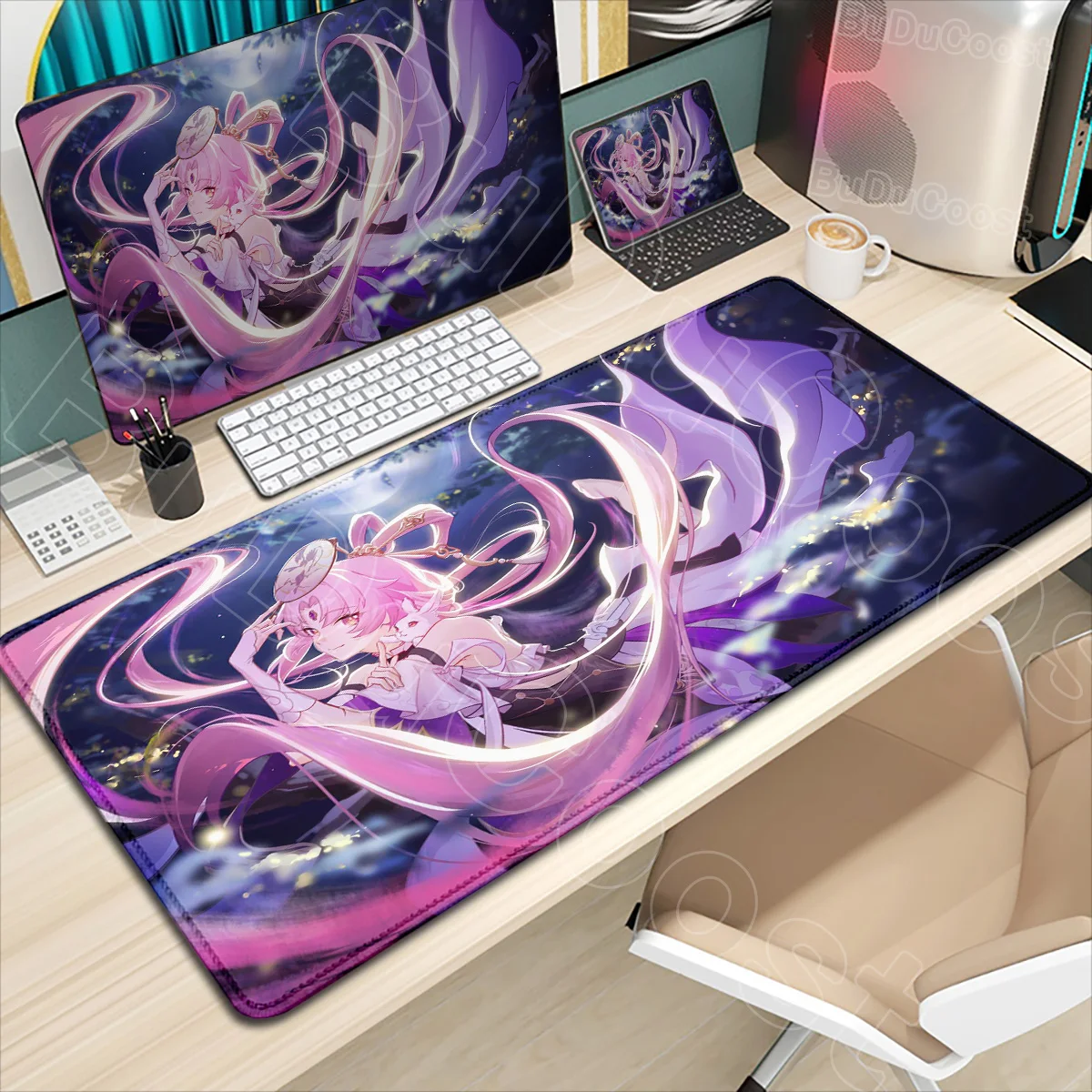 

HD Print Anime Gaming Mousepad Honkai Star Rail Mouse Pad Non-slip Rubber Mouse Mat Office XXL Keyboard Mat Raiden Bosenmori Mei
