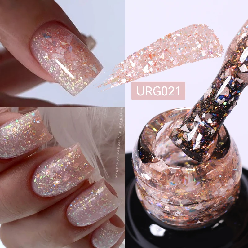 UR SUGAR 7ml Gold Glitter Mineral Gel Sparkling Nail Gel Polish Semi Permanent Soak Off UV LED Nail Art Varnish Manicure