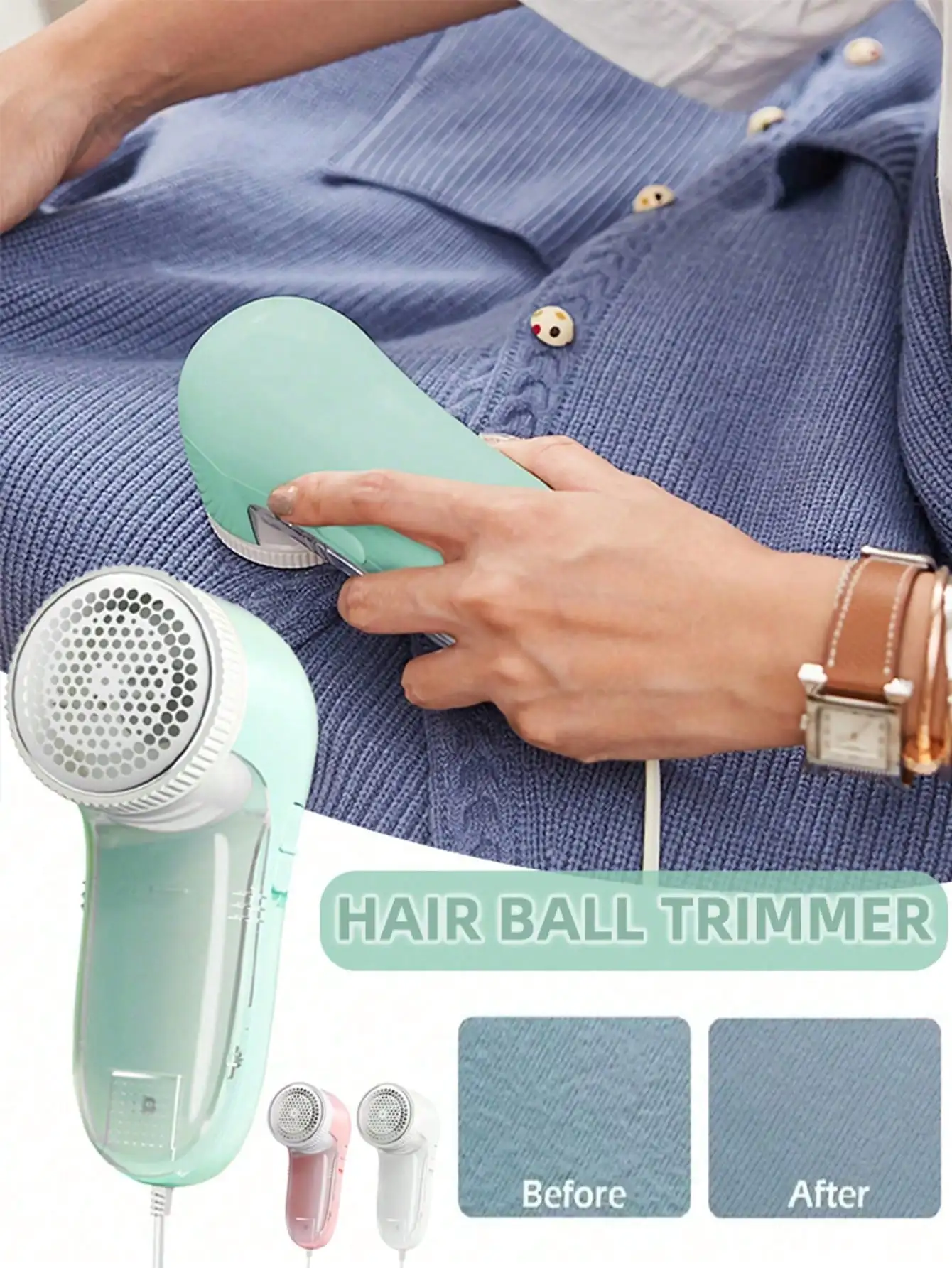 Electric Fabric Shaver - USB Electric Portable Lint Remover & Fuzz Trimmer for Clothes, Household Use with Sharp Blade and Brush