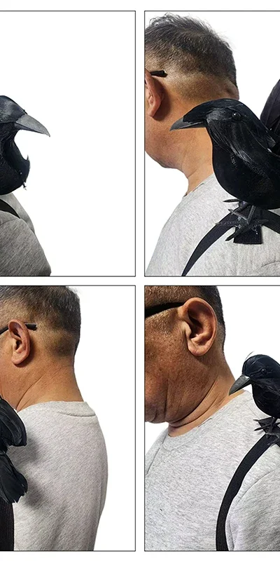 Cuervo negro de simulación de Halloween con banda elástica para el hombro, adornos de cuervo, accesorios para disfraz de Cosplay, decoración para fiesta navideña