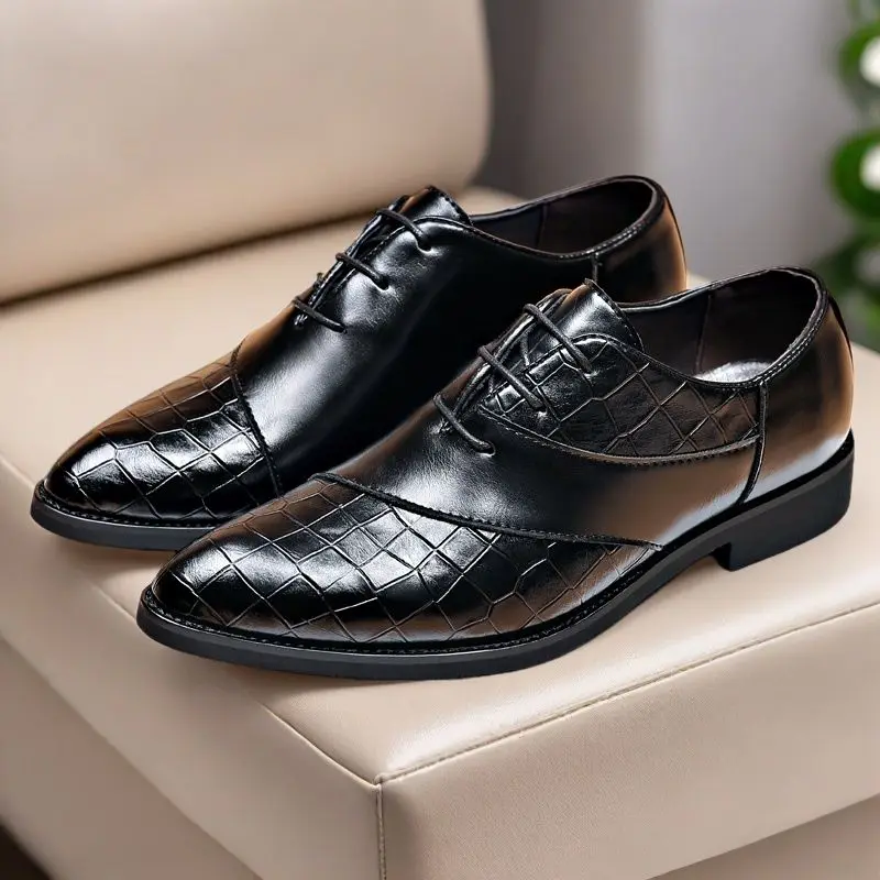 

Офисная социальная обувь в клетку со шнурками, мужская элегантная и классическая кожаная повседневная обувь на весну и осень, легитимная мужская официальная обувь