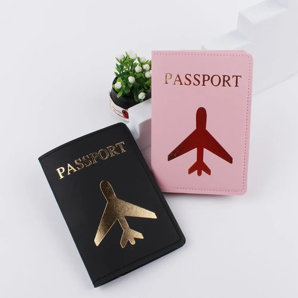 Juego de fundas para pasaporte de boda para pareja, soporte de viaje con letras, nuevo estampado en caliente, funda para pasaporte de avión, etiqueta de equipaje