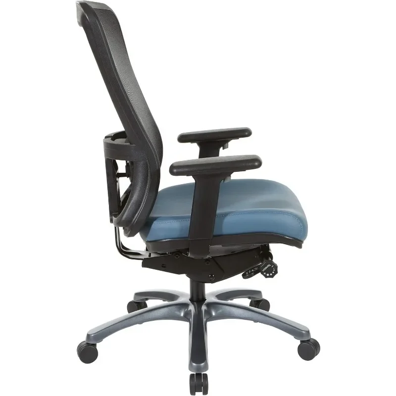 Silla de oficina profesional de respaldo alto con malla transpirable y soporte Lumbar ajustable, Base con acabado de titanio