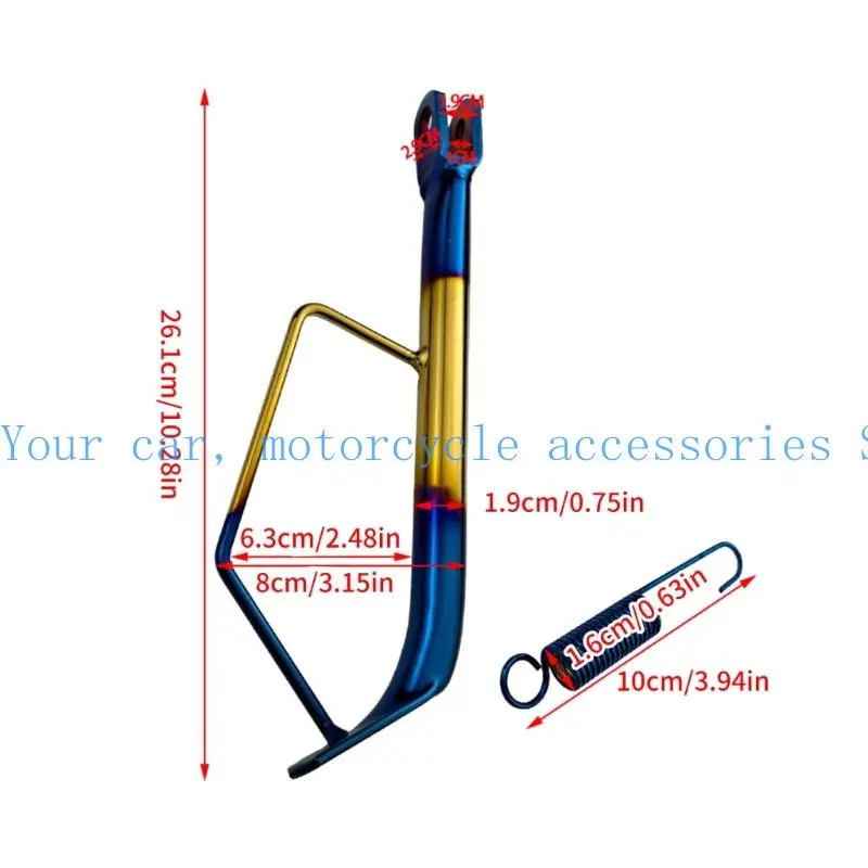 31BC Universal Motorcycle Side Stand Strong strength Metal Spring Loading Kickstand Simple Installs for Motorcycles & E Bikes