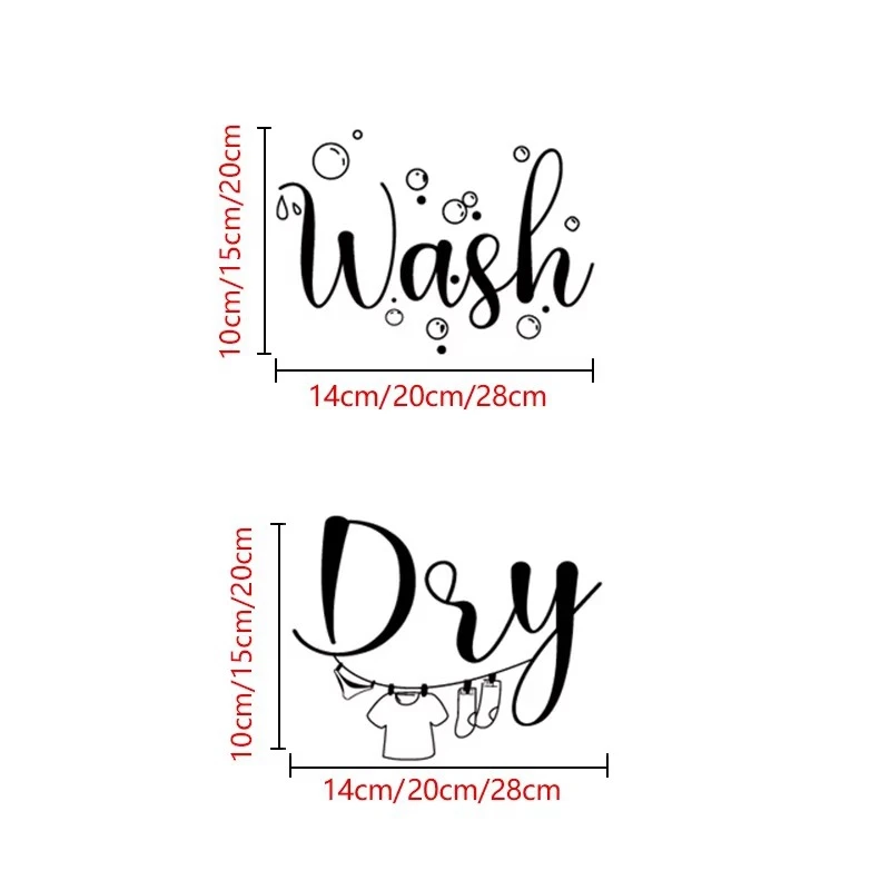 Wash Dry Washer Dryer Laundry Vinyl Art Decals Removable Waterproof Bubble Cloth Stickers Washroom Home Decor