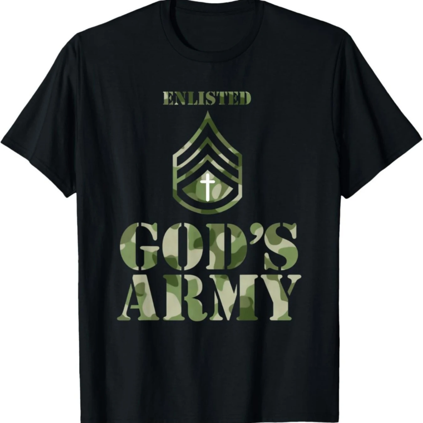 

"God's Army" Camo Army Rank Insignia Design T-Shirt 100% Cotton O-Neck Short Sleeve Summer Casual Mens T-shirt Streetwear