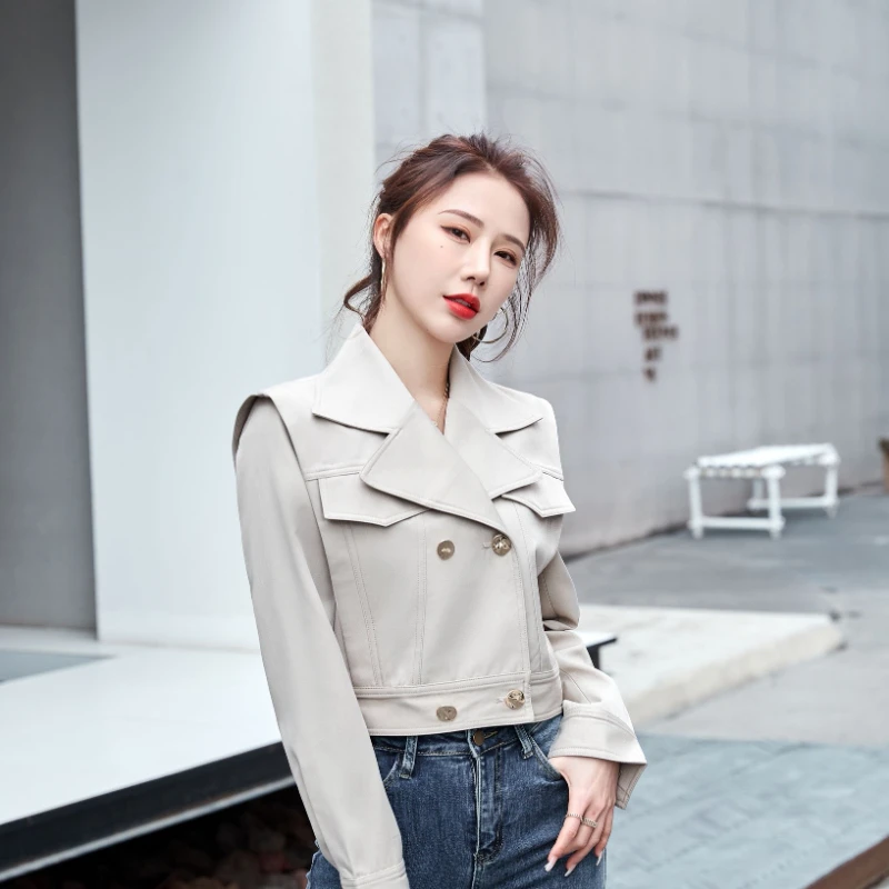 

2022 New Autumn Women Pu Leather Jacket Woman Zipper Short Coat Female Black Punk Bomber Faux Leather Outwear spring Blazer
