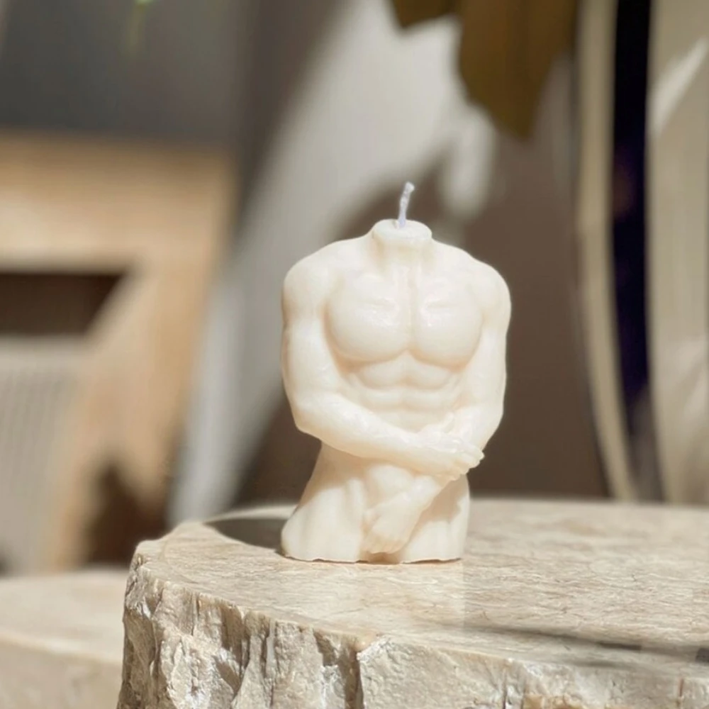 Human Naked Body Silicone Mould for Scented Candle DIY Muscle Male Gypsum Mold Artist Man Shape Ceramics Making Tools Home Decor