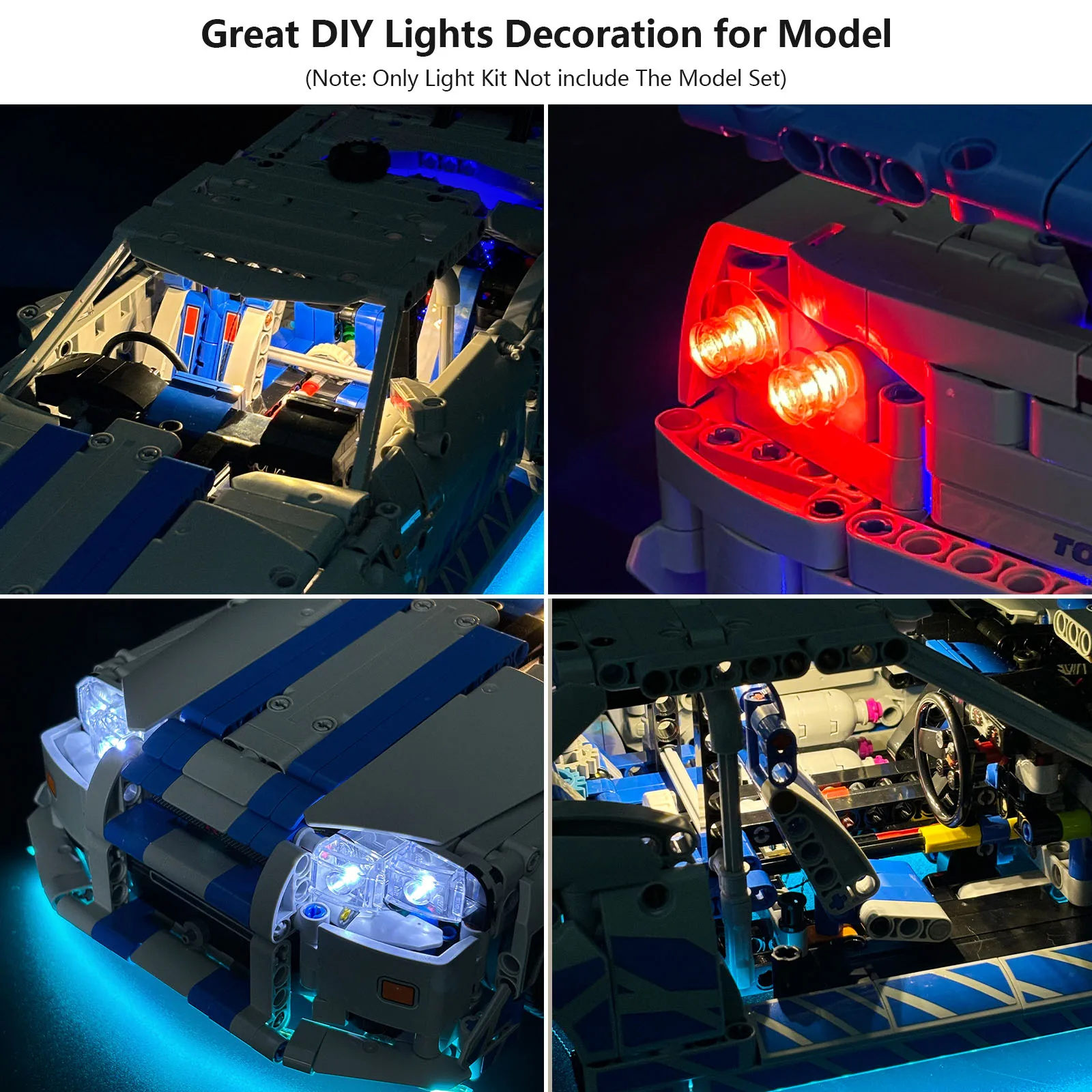 BRIXSPARK DIY LED Light Set for 42210 Lego Nissan Skyline GT-R R34, 2 Fast 2 Furious Car Building Blocks, Bricks Not Included view 3