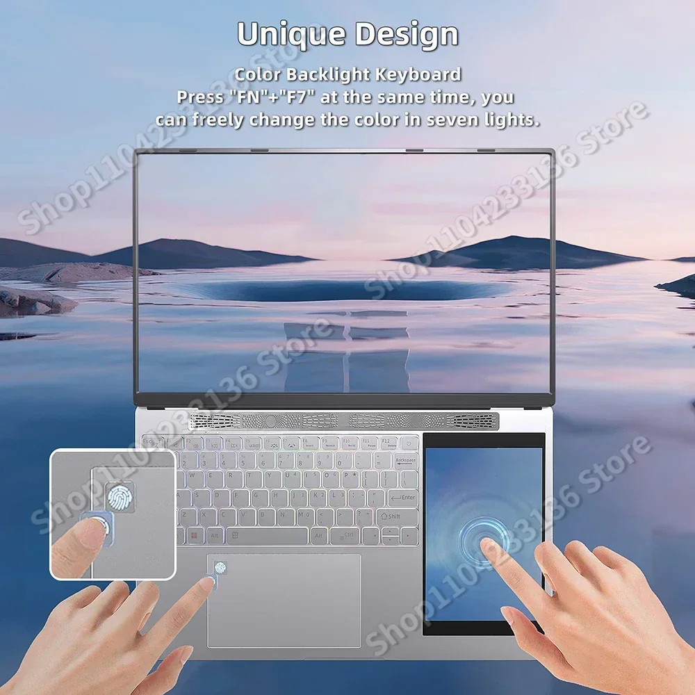 2024 Dual-Screen-Laptop Windows 11 Notebooks Bürocomputer PC Schmal 15,6" +7" Touch Intel N5105 16 GB RAM + 1 TB M.2 5G WiFi