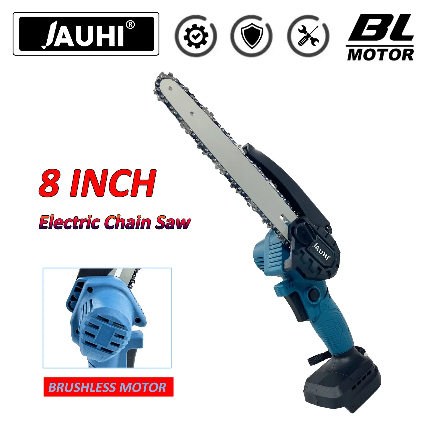 

8Inch Brushless Electric Saw Cordless Chain Saw Woodworking Handheld Pruning Chainsaw Garden Cutting Tool For Makita 18V Battery