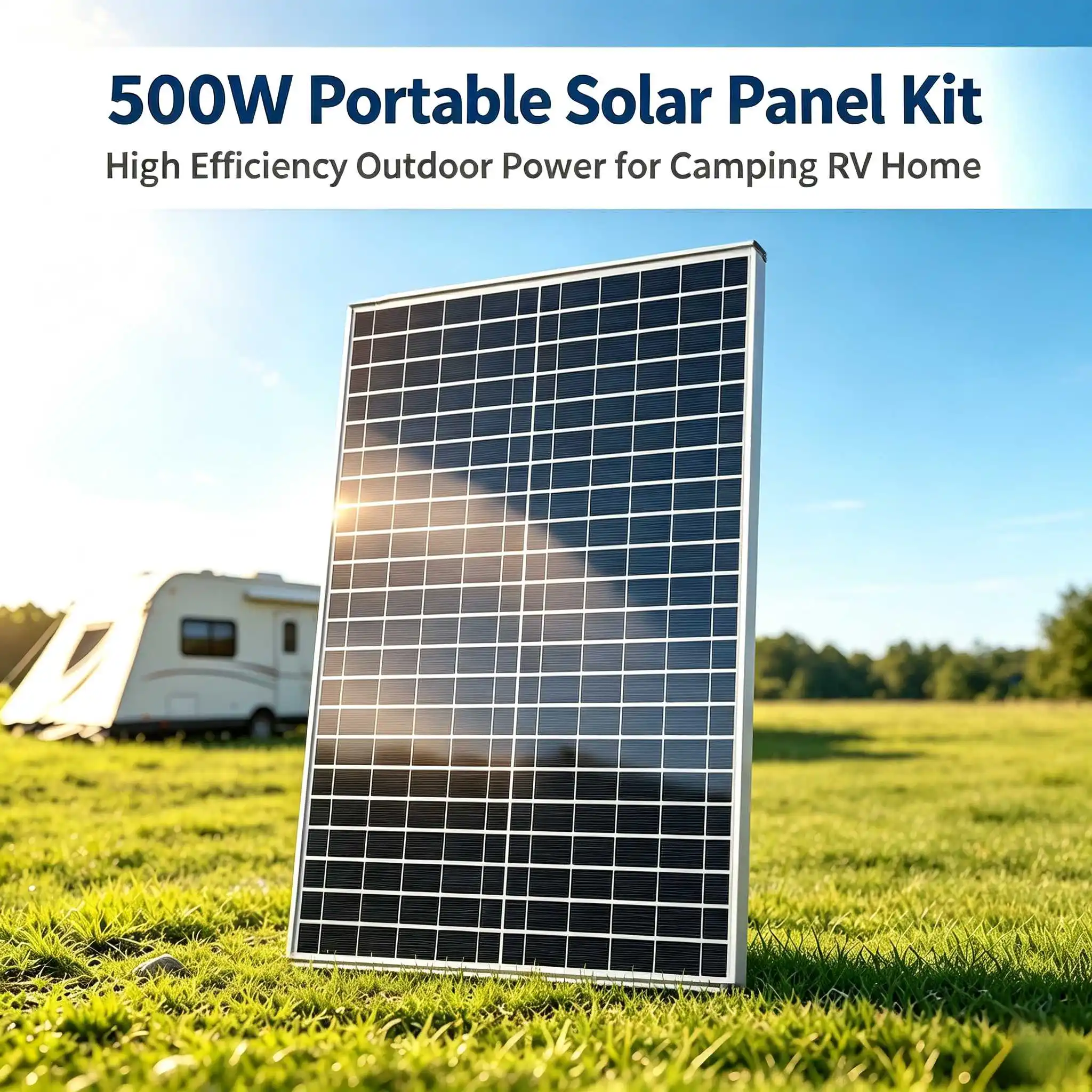 500W High Efficiency Solar Panel, 23% Conversion Solar Module for RV Caravan Home Camping Off‑Grid Power System