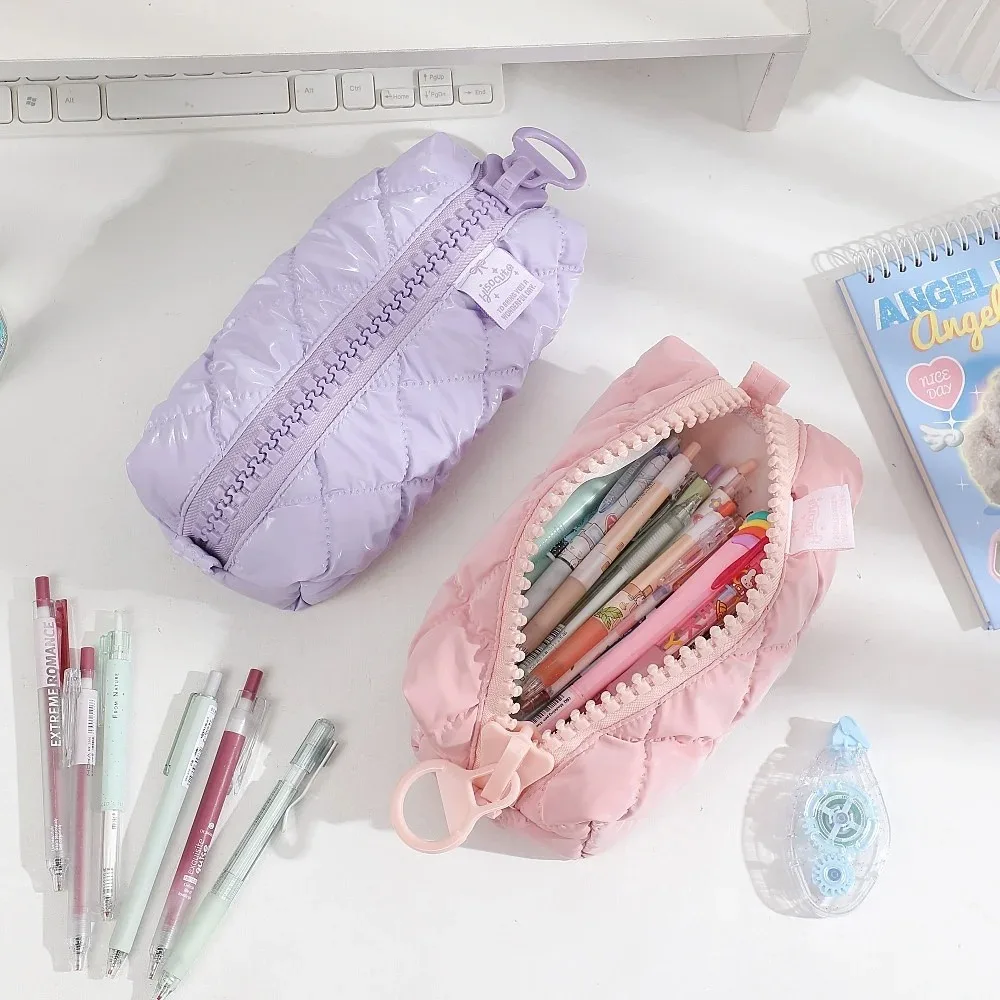 Мягкий стеганый большой пенал на молнии, школьная сумка для хранения канцелярских принадлежностей, большая вместительная сумка для ручек