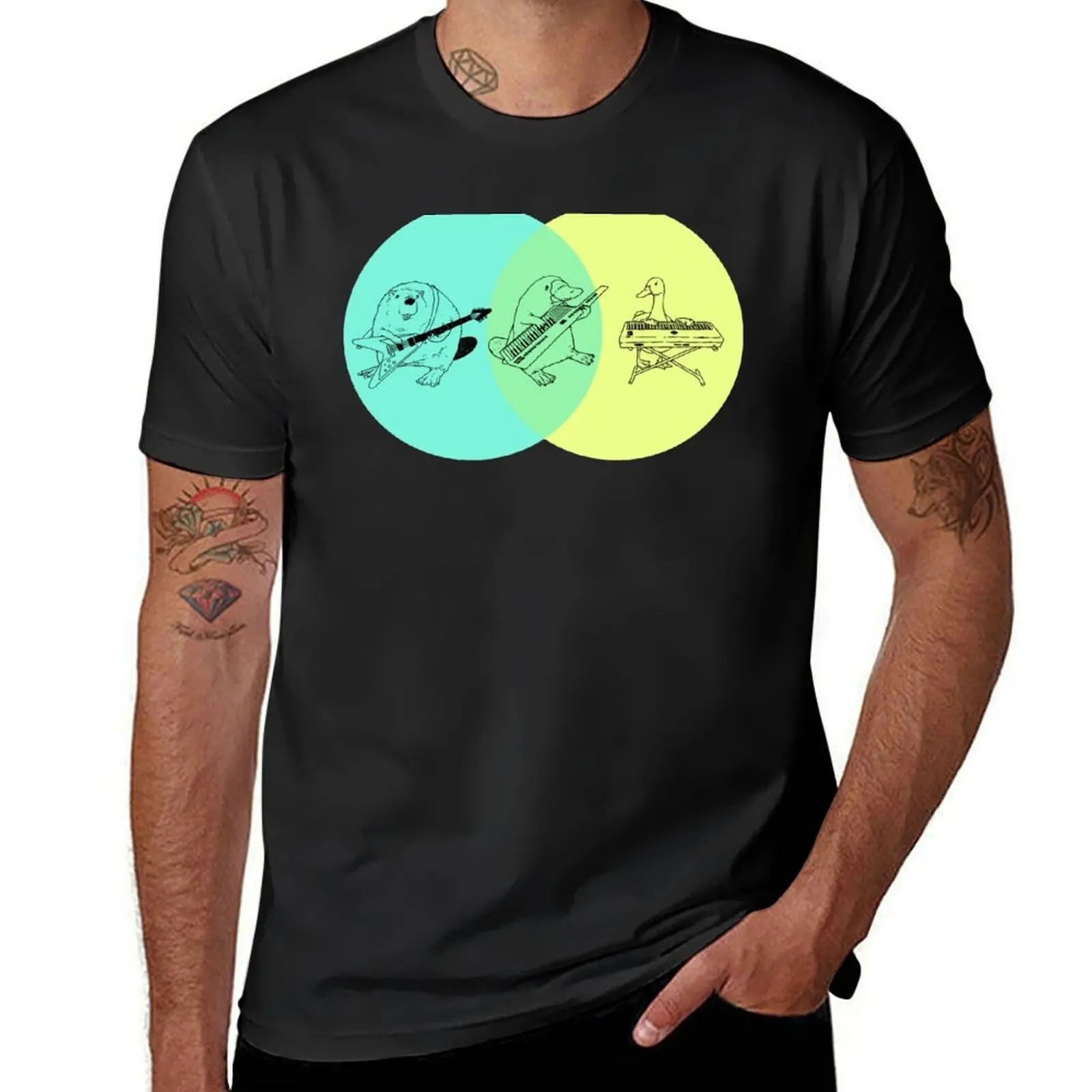 Keytar Platypus Venn Diagram 2 T-Shirt sports fans plain fitted t shirts for men