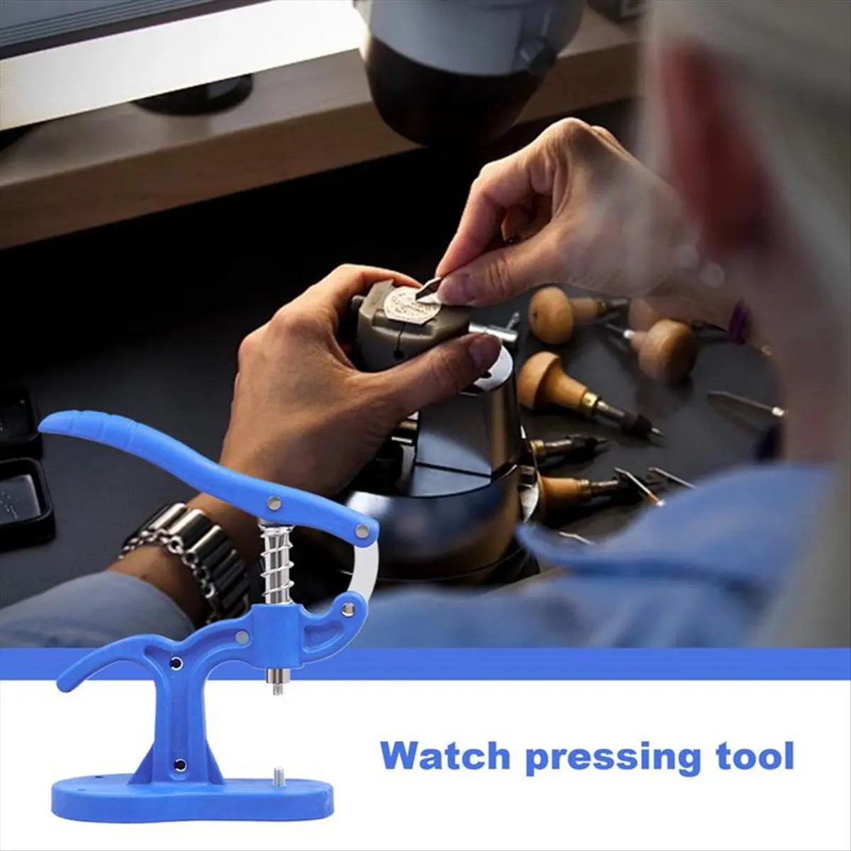 【Tools & Parts】 Watch Pressing Set Professional Pressing Tool Watch Back Case Pressing Repair Kit with 12Peices Fitting Dies Ant