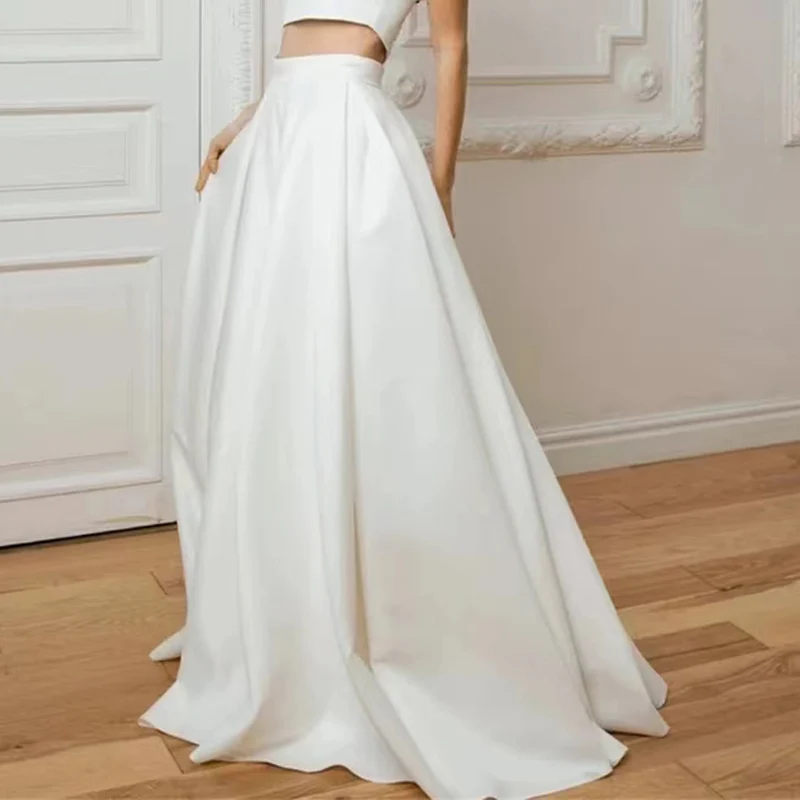 

Satin Detachable Bridal Skirt Wedding Removable Train For Dresses Prom Party Overskirt