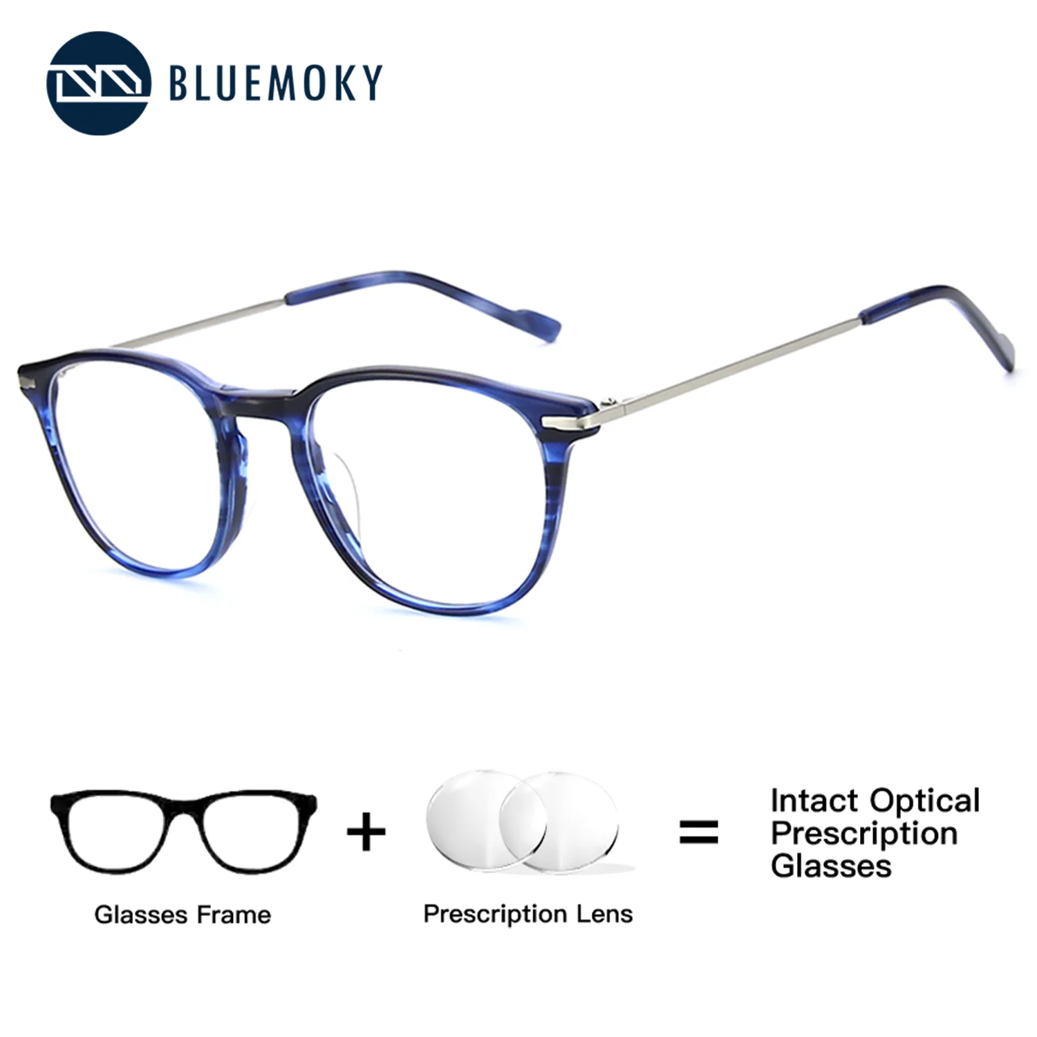 

BLUEMOKY Handmade Acetate Round Custom Prescription glasses , Women and Men Photochromic Eyeglasses, Optical Progressive Myopia
