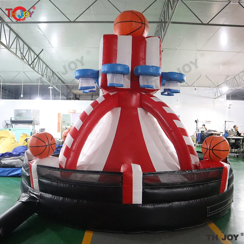 Envío aéreo rápido, 4m de diámetro, 8 aros, sistema de juego de baloncesto, juego de lanzamiento de tiro de baloncesto inflable combinado a la venta