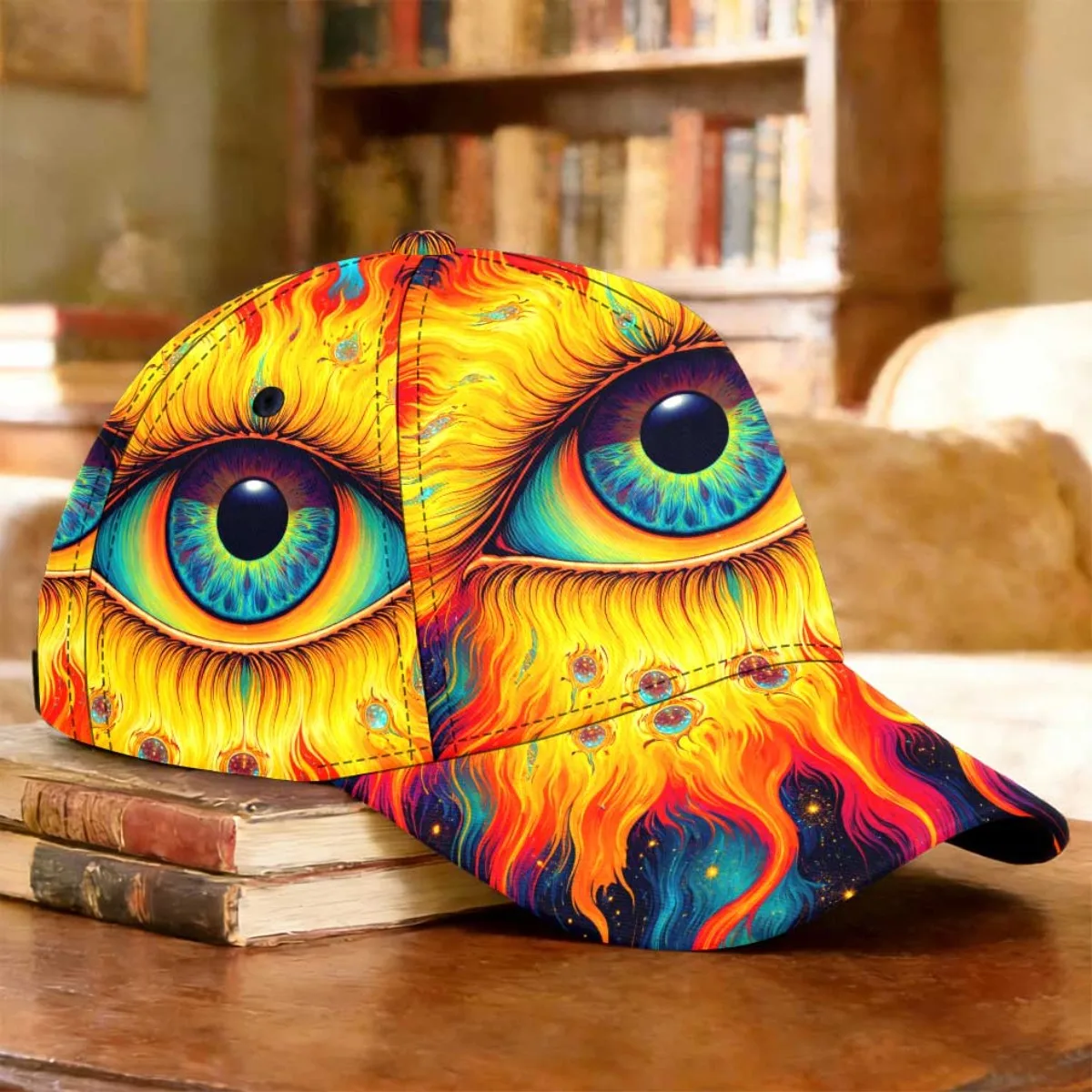 1pc Flaming Cosmic Eye Baseball Cap Cycling Birthday Gift Breathable 3D Printed Fishing Trip Curved Brim Cap Sports Events