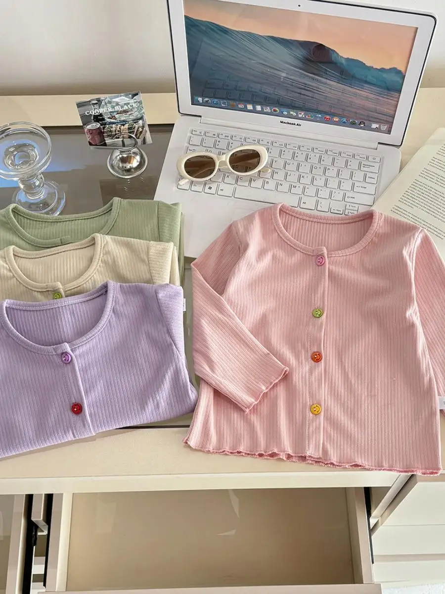 

Sweet Korean Sle Knitted Top for Girls Loose Underwear with Lace Design Autumn Faionable Flower Pattern Coat for Kids