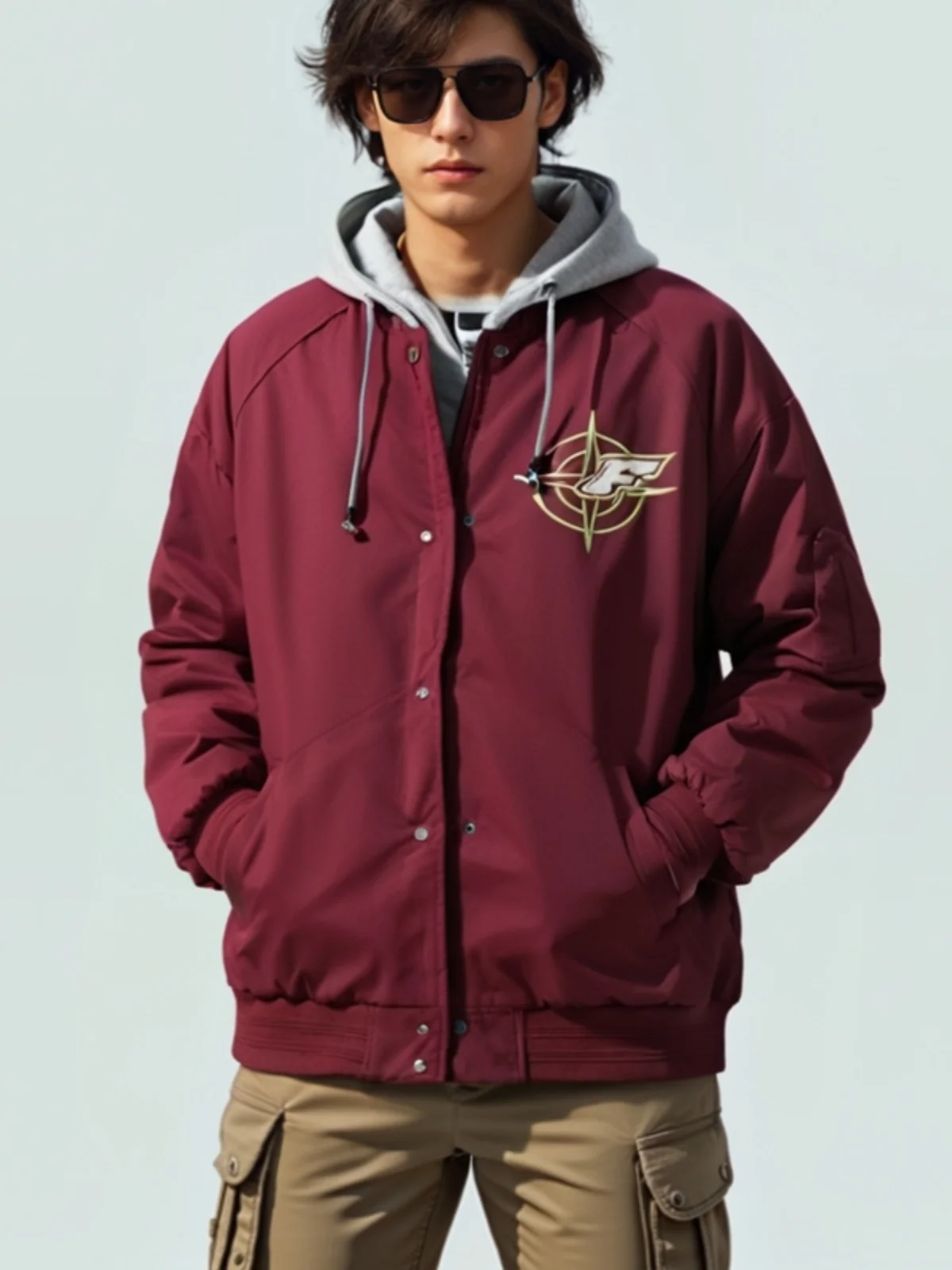 

Повседневная американская бейсбольная куртка, мужское свободное пальто пилота, хлопковая верхняя одежда с уличной вышивкой, осень-зима, Thiened на молнии