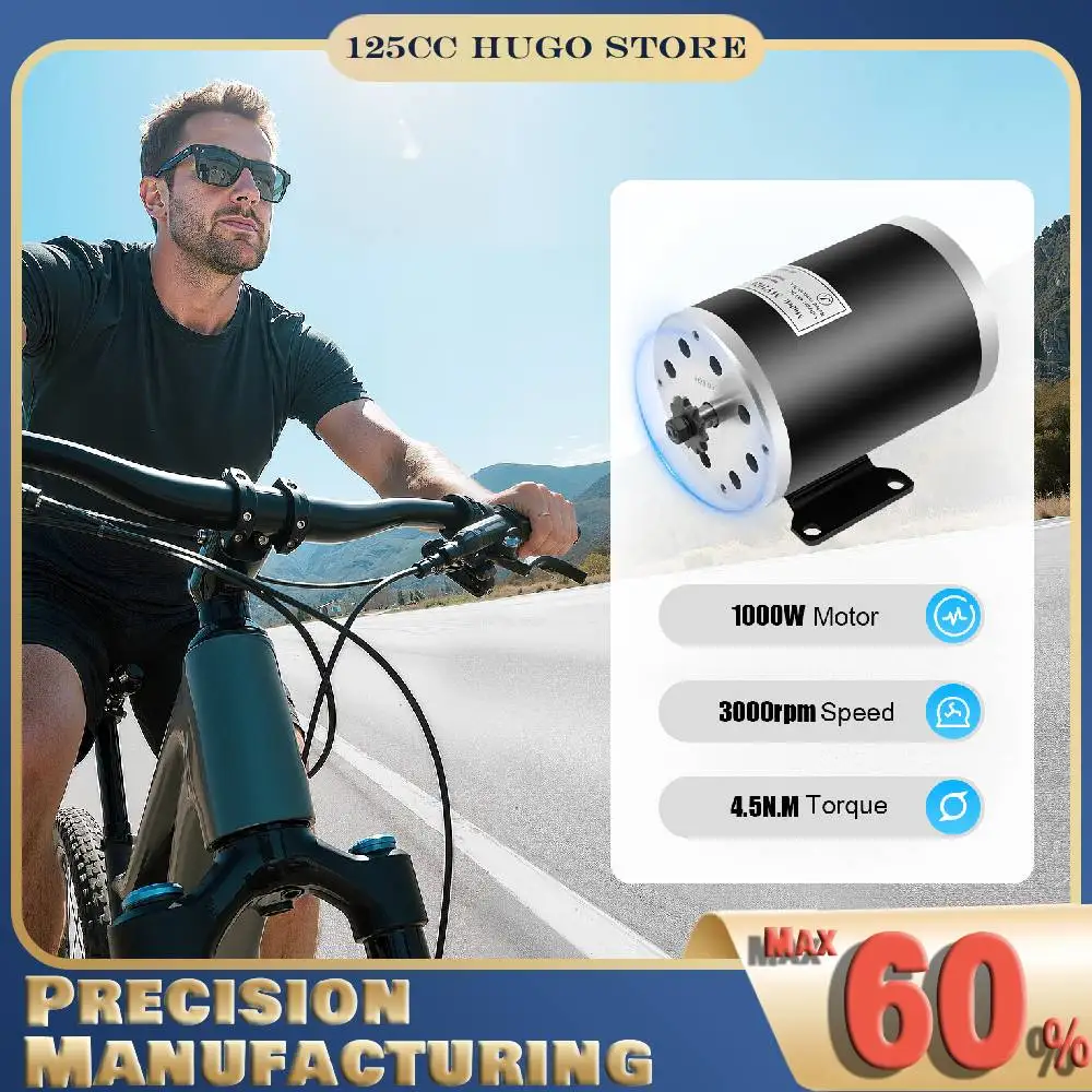 

1000W 48V Brushed Motor Kit for Electric Scooter E-bike, Infinitely Adjustable DC Motor with LED Display Throttles