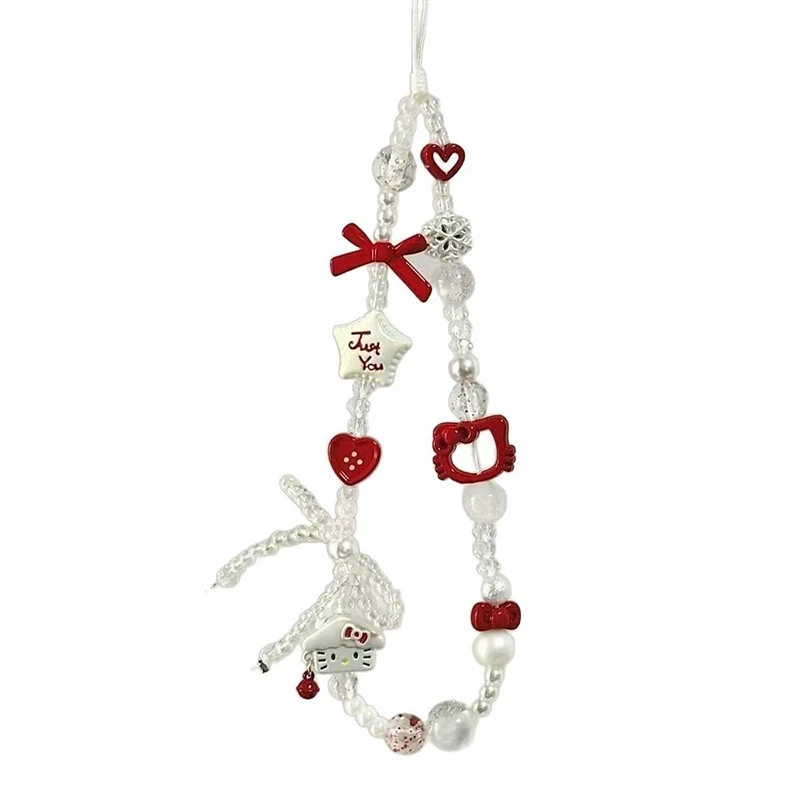 مرحبا كيتي سلسلة الهاتف فتاة حلوة مكافحة خسر شريط للرسغ سوار حقيبة سماعة الاذن حفل زفاف وعيد ميلاد GiftCharm حقيبة #4