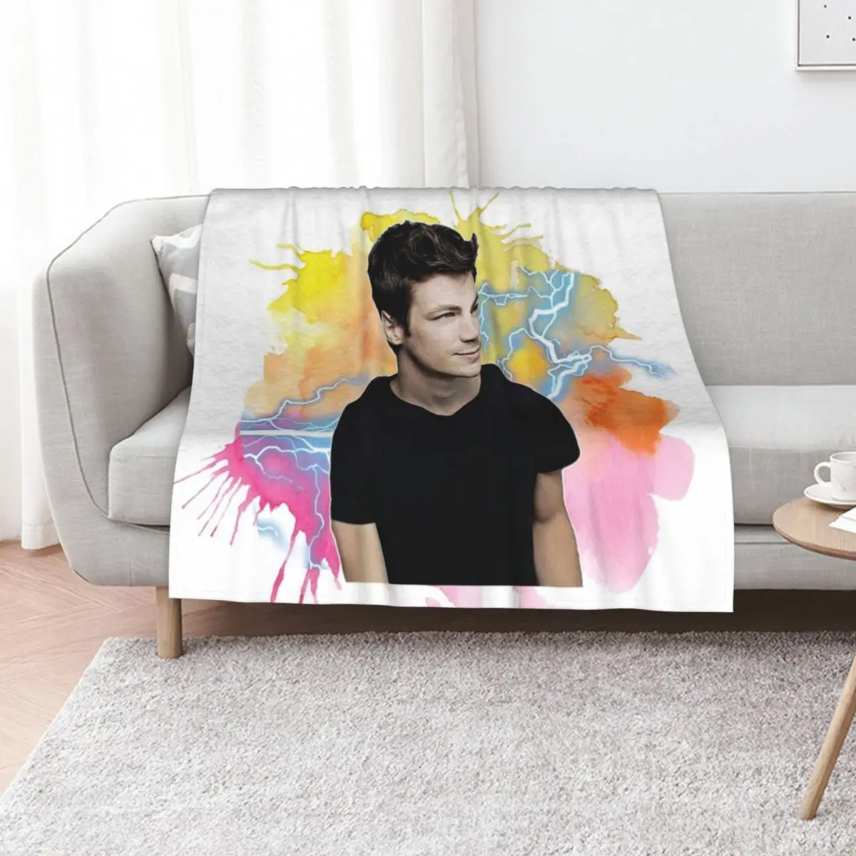 Grant Gustin Watercolour Throw Blanket Warm Throw Blanket Gift for Anniversary