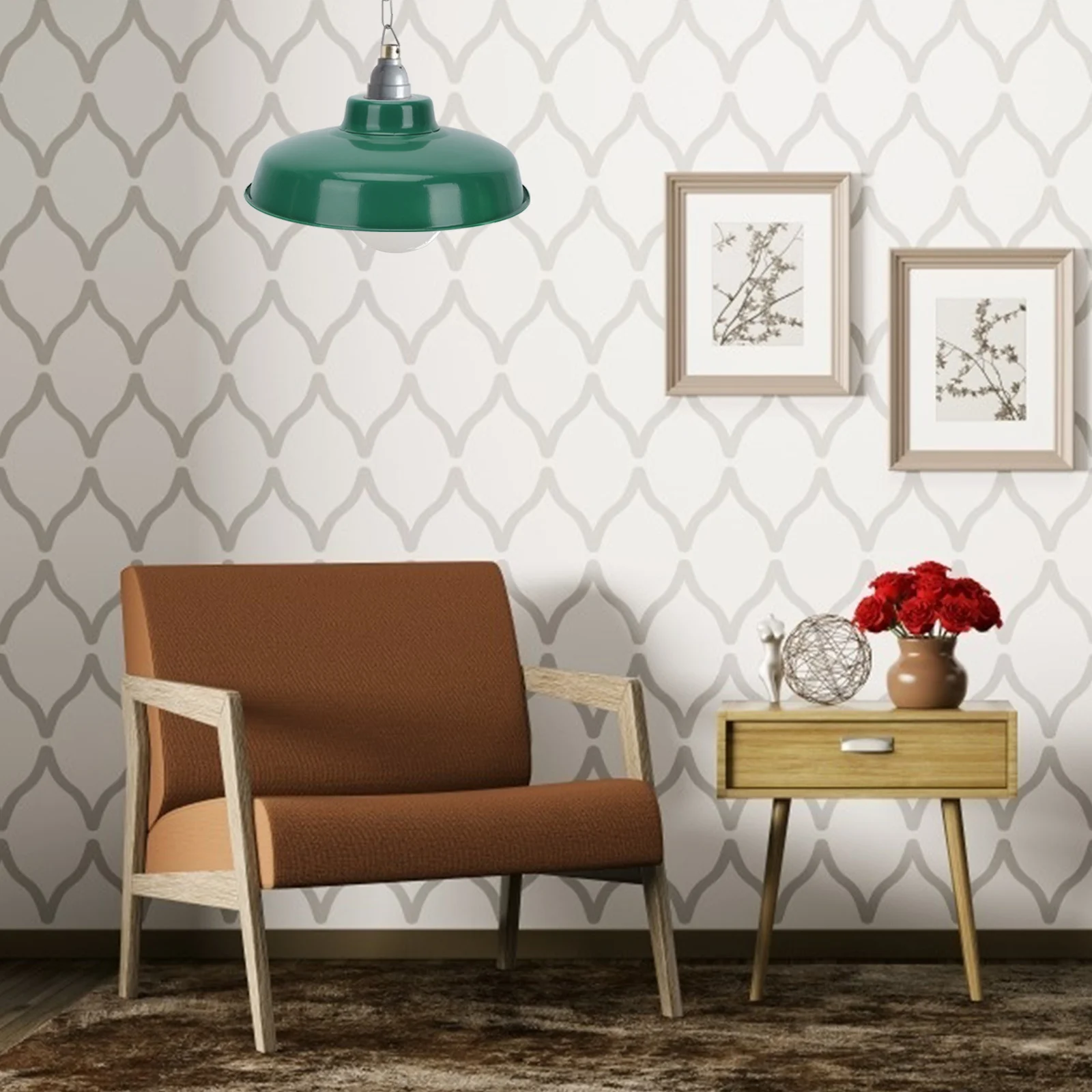 

1 Set Vintage Green Enamel Lampshade Retro Wall Sconce Ceiling Pendant Light Cover Home Decor Dust Protector Large 12X12Cm For