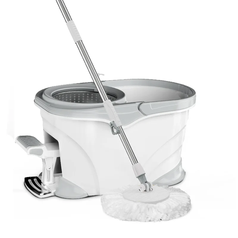 Four-drive Rotary Mop With Pedal Stainless Steel Basket Large Capacity With Washing Bottle Wave Barrel Body Cleaning Assistant