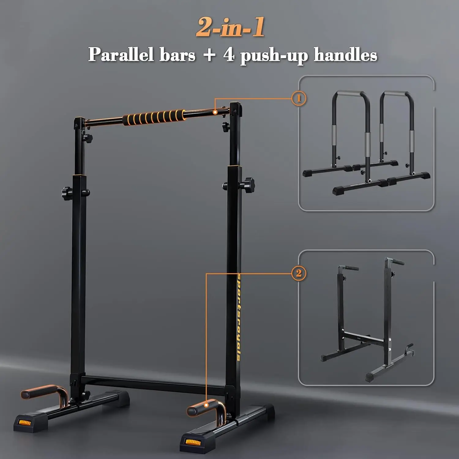 Dip Bars, Adjustable Dip Stand Station for Home, Calisthenics, Exercise. Portable Parallel Bar with Stable and Sturdy Thickened