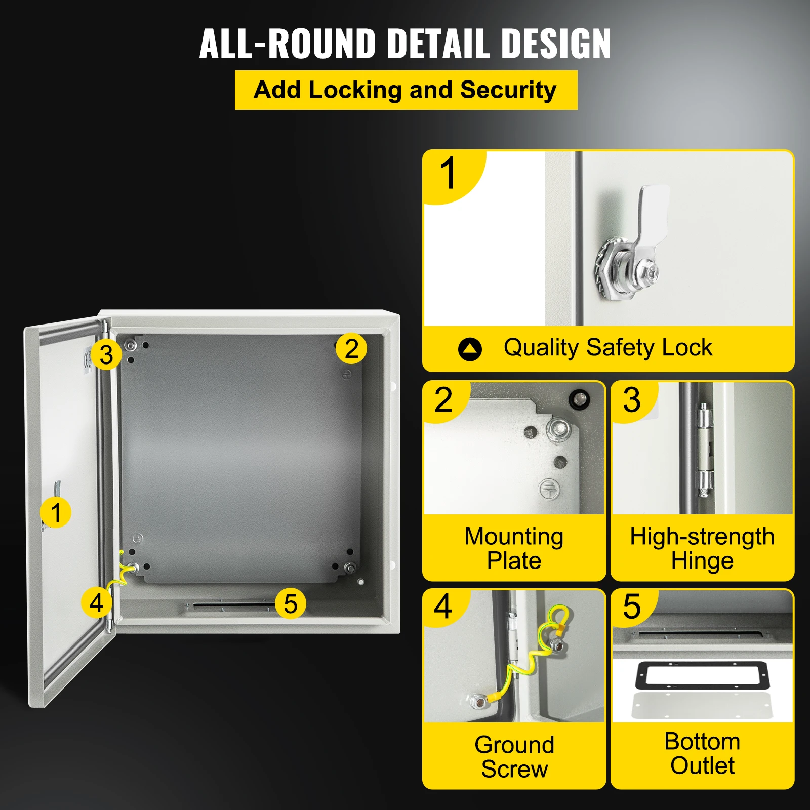 Imagem -05 - Vevor-nema 4x Steel Electrical Box Ip66 Impermeável e Dustproof Steel Enclosure Outdoor e Indoor Junction Box