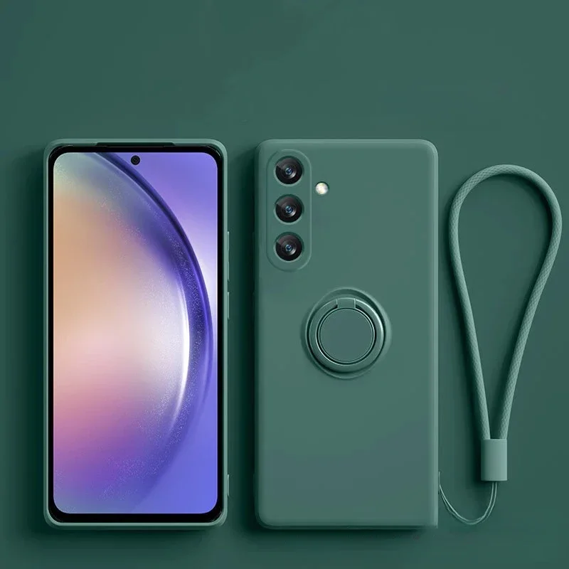 Custodia per telefono con anello magnetico in silicone per Samsung Galaxy S24 Ultra S23 S22 Plus S21 S20 FE Cover antiurto