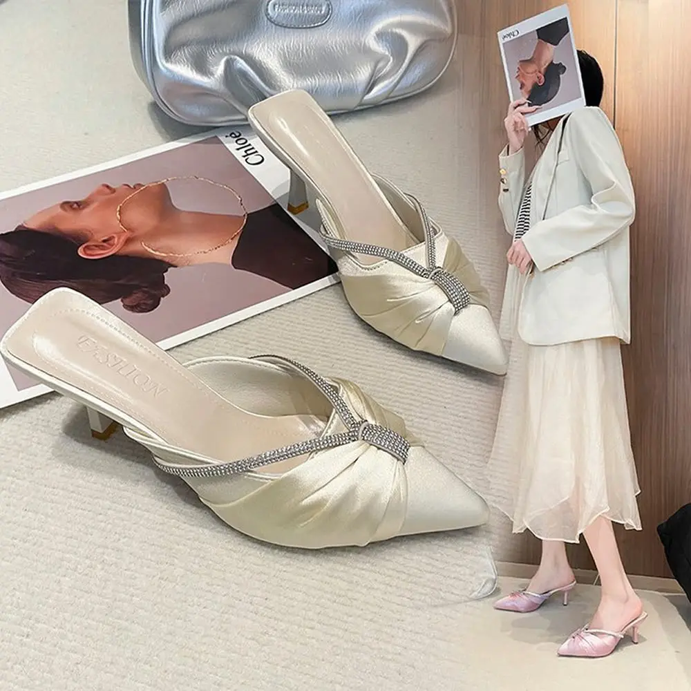 أزياء المرأة في الهواء الطلق شقة بكعب منخفض الانزلاق على الصنادل كسول شبه الانزلاق على أشار تو أحذية أنيقة النساء البغال النعال موجزة #2