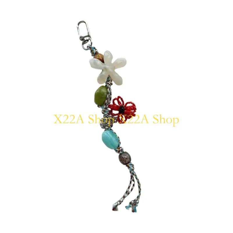 

Уникальный креативный брелок из смолы с цветами и бусинами, стильный кулон, декоративный ремешок с подвеской для повседневного