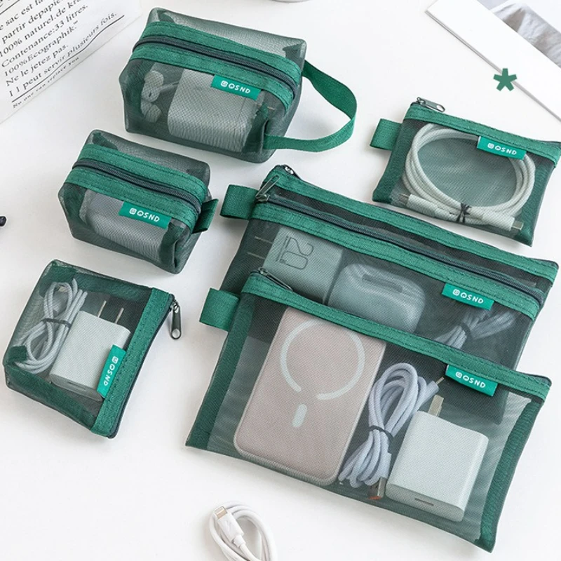 6pcs/set Minimalist Transparent Mesh Coin Purse, Portable Coin Bag, Mini Zipper Coin Pouch, Portable Coin Purse for Travel