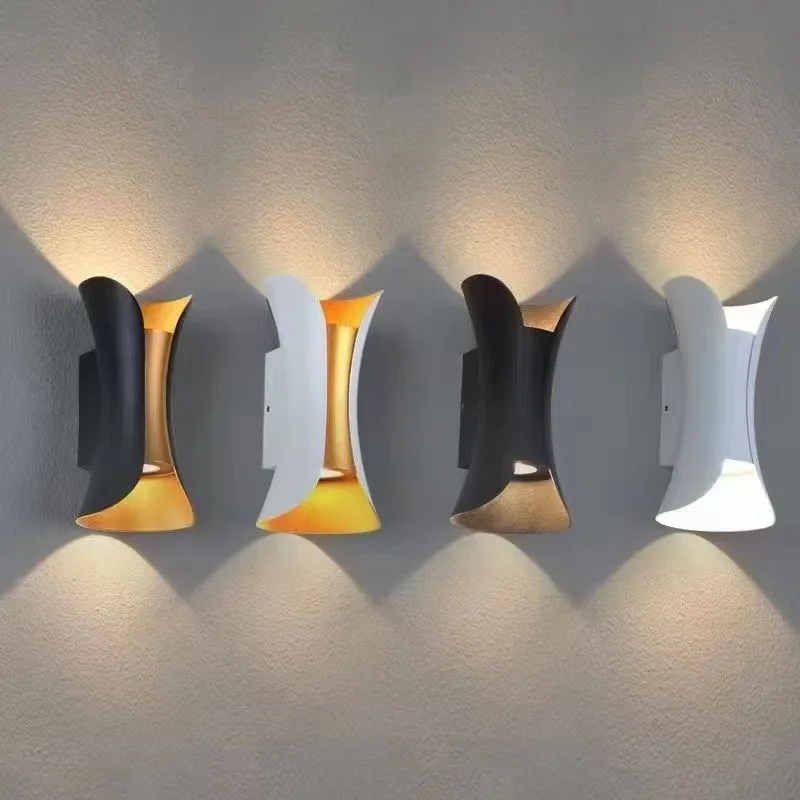 وحدة إضاءة LED جداريّة مصباح 12 واط الألومنيوم IP65 مقاوم للماء أضواء الجدار في الهواء الطلق حديقة الشرفة الحديثة داخلي الشمال الشمعدان مصباح إضاءة ديكورية