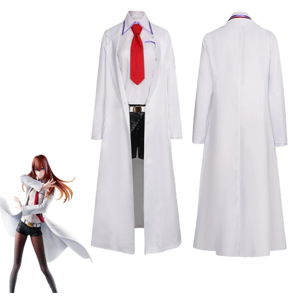 

Anime Steins Gate Makise Kurisu Christina Cosplay Costume Coat Tracksuit Trench Woman Carnival Halloween Performance Stage Wear