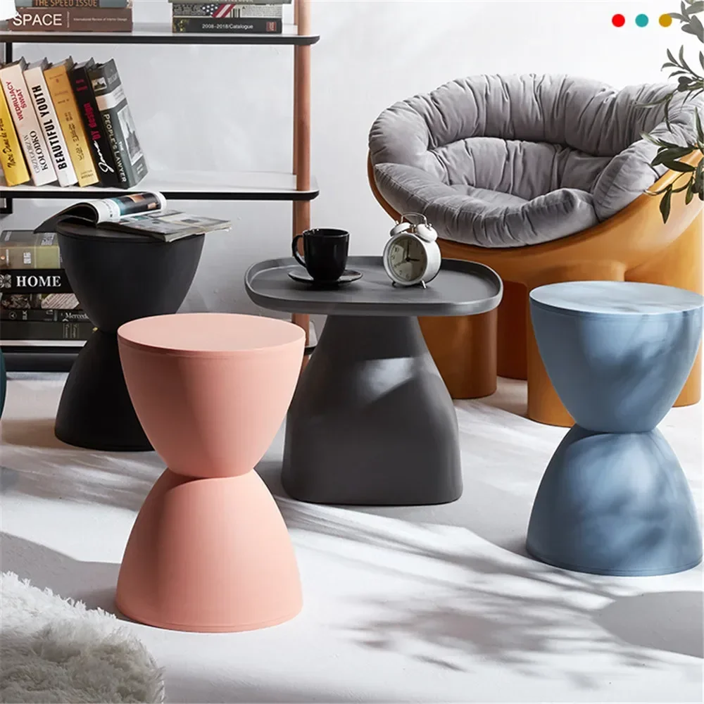 

Nordic Living Room Round Modern Casual Simple Thickened Household Low Stool Prince Stool Creative Shoe hourglass apartment BBQ