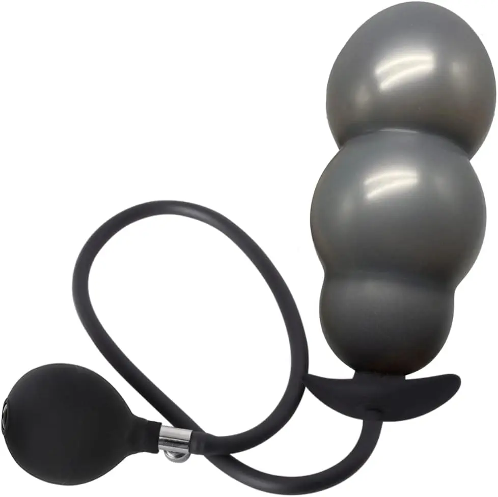 Butt Plug Silicone Inflatable Anal Plug 11.8X4.7 Black