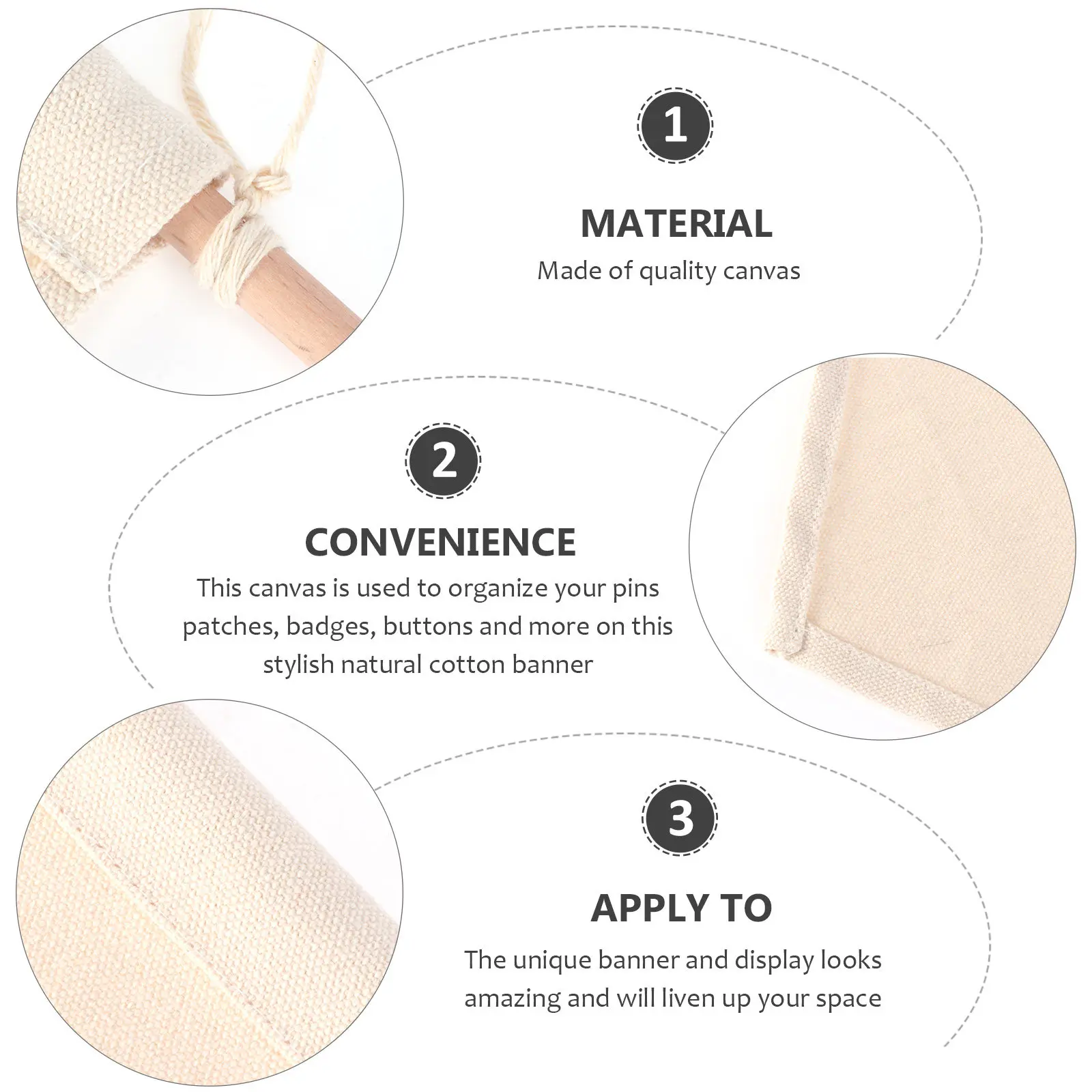 

Blank Pennant Canvas Banner Wall Display for Enamel Pins Badges Patches Buttons Natural Cotton Flag Home Office Living Room